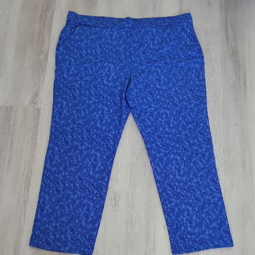 Isaac Mizrahi Royal Blue Printed Cropped Pants 1❤️